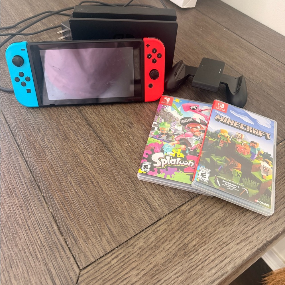 Nintendo Switch Console with Vibrant Blue and Red Joy-Con